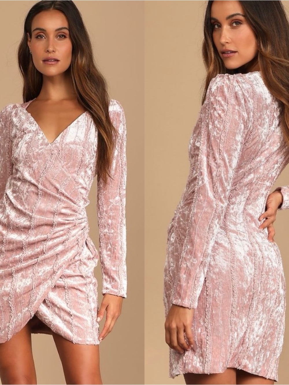 Lulus Celebrate It Crushed Velvet Mini Dress Pink Size Small